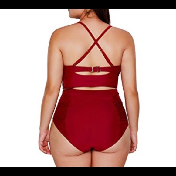 🆕 Plus Size Strappy High Waist Swimsuit M-XXXL - Picture 2 of 2
